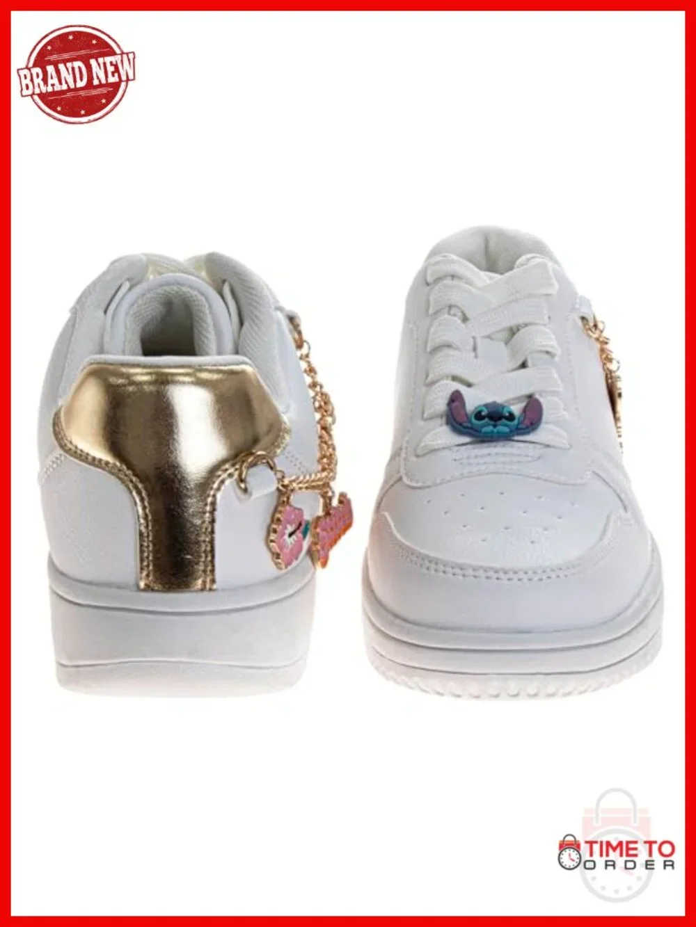 Lace Up Lightweight Breathable Sneakers with Charms - Official Disney Stitch